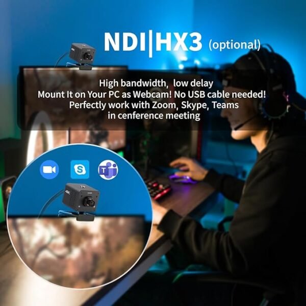 zowietek 4K NDI|HX3 Webcam PoE POV, ZowieCAM, Sortie HDMI et SDI, RTSP/RTMP(s)/SRT, Diffusion en Direct Autonome sur Youtube pour la Diffusion Web, Les réunions, l'enseignement et Les Jeux (M12 AF)
