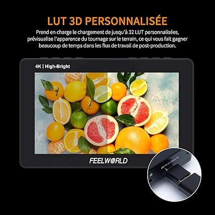 FEELWORLD F5PROX Caméra Moniteur de Terrain Écran Tactile 1600Nit 5,5 Pouces 4K HDMI DSLR Video Camera Monitor avec Batterie F750 Sacoche pour caméra Entrée de Type C 3DLUT Focus Peaking Histogramme