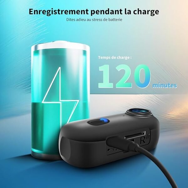 NinjaCam Mini Action Cam 4K WiFi, Caméra pour Casque de Moto, Caméscope pour Animaux de Compagnie, Caméra d'action Étanche Portable sans Fil pour Sports Extérieurs