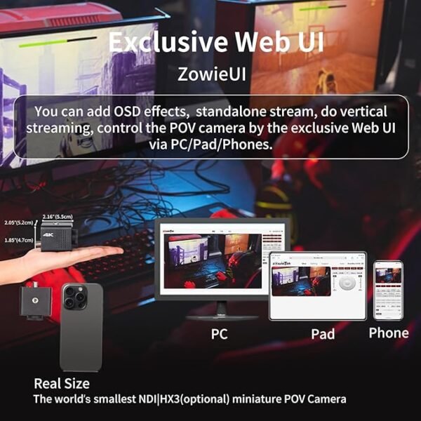 zowietek 4K NDI|HX3 Webcam PoE POV, ZowieCAM, Sortie HDMI et SDI, RTSP/RTMP(s)/SRT, Diffusion en Direct Autonome sur Youtube pour la Diffusion Web, Les réunions, l'enseignement et Les Jeux (M12 AF)