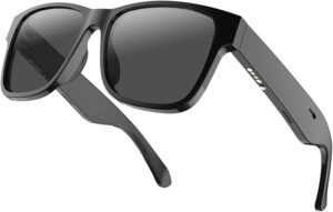 RUIMEN Lunettes de Soleil Connectée Bluetooth Intelligente Audio Homme Femme Ecouteur sans Fil Smart Glasses pour Android iOS Musique Telephone Sport Velo Anti UV Assistant Vocal Etanche IPX4