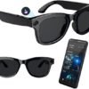 Lunettes connectées IA avec caméra, ChatGPT intégré,traduction,commande vocale,Wi-Fi 4.0,Bluetooth 5.3,prise de vue HD, lunettes de soleil intelligentes pour les voyages,la musique et les appels,B