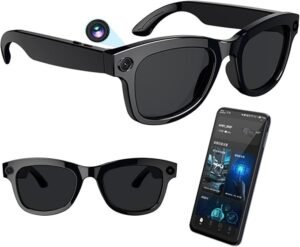 Lunettes connectées IA avec caméra, ChatGPT intégré,traduction,commande vocale,Wi-Fi 4.0,Bluetooth 5.3,prise de vue HD, lunettes de soleil intelligentes pour les voyages,la musique et les appels,B
